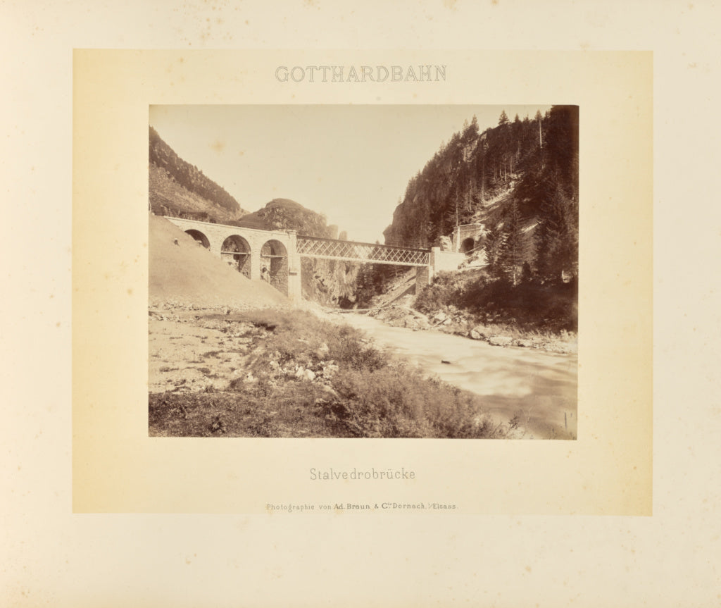 Adolphe Braun & Cie:Gotthardbahn: Stalvedrobrücke, Poster Print Wall Art