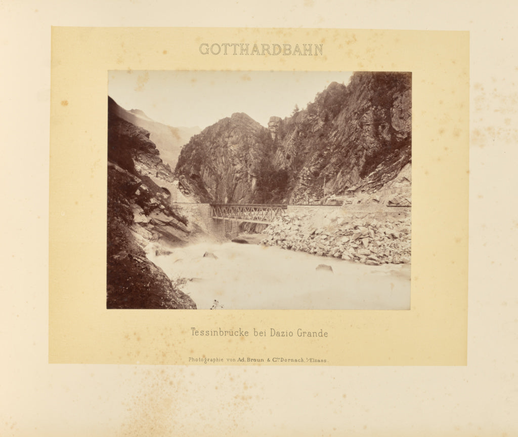 Adolphe Braun & Cie:Gotthardbahn: Tessinbrücke bei Dazio Gr, Poster Print Wall Art