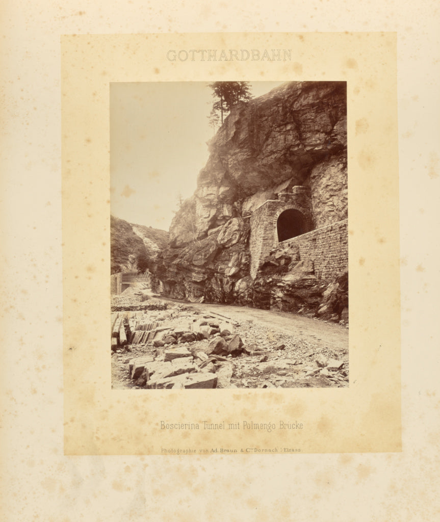 Adolphe Braun & Cie:Gotthardbahn: Boscierina Tunnel mit Polm, Poster Print Wall Art