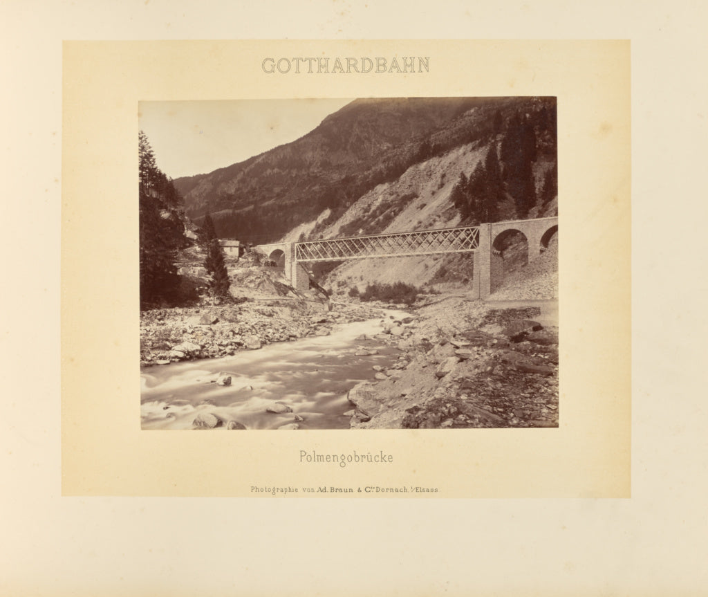 Adolphe Braun & Cie:Gotthardbahn: Polmengobrücke, Poster Print Wall Art