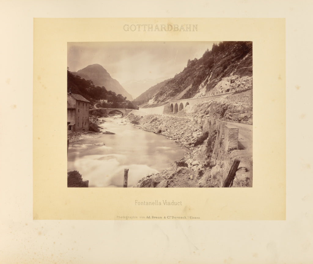 Adolphe Braun & Cie:Gotthardbahn: Fontanella Viaduct, Poster Print Wall Art