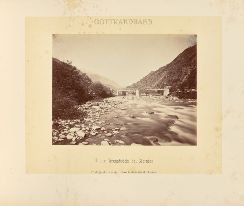 Adolphe Braun & Cie:Gotthardbahn: Untere Tessinbrücke bei G, Poster Print Wall Art