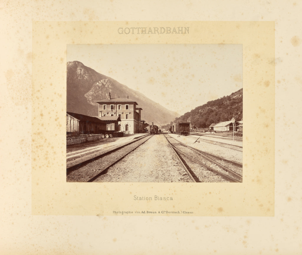 Adolphe Braun & Cie:Gotthardbahn: Station Biasca, Poster Print Wall Art
