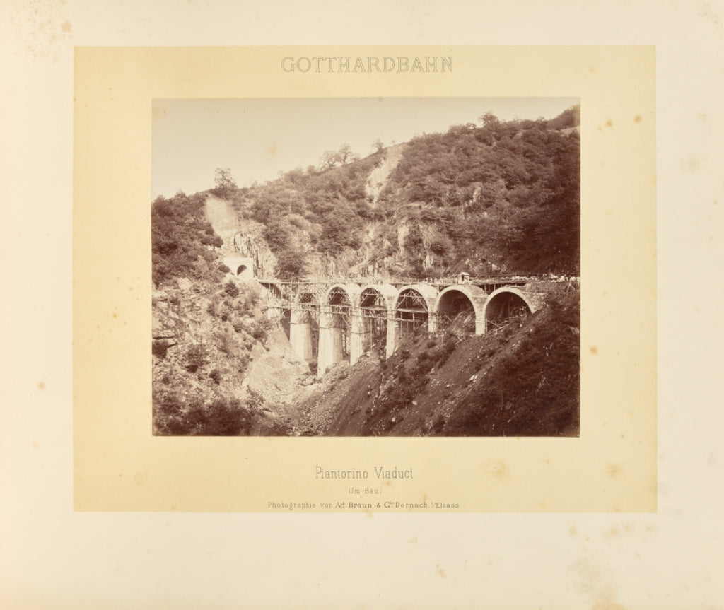 Adolphe Braun & Cie:Gotthardbahn: Piantorino Viaduct (Im Bau, Poster Print Wall Art
