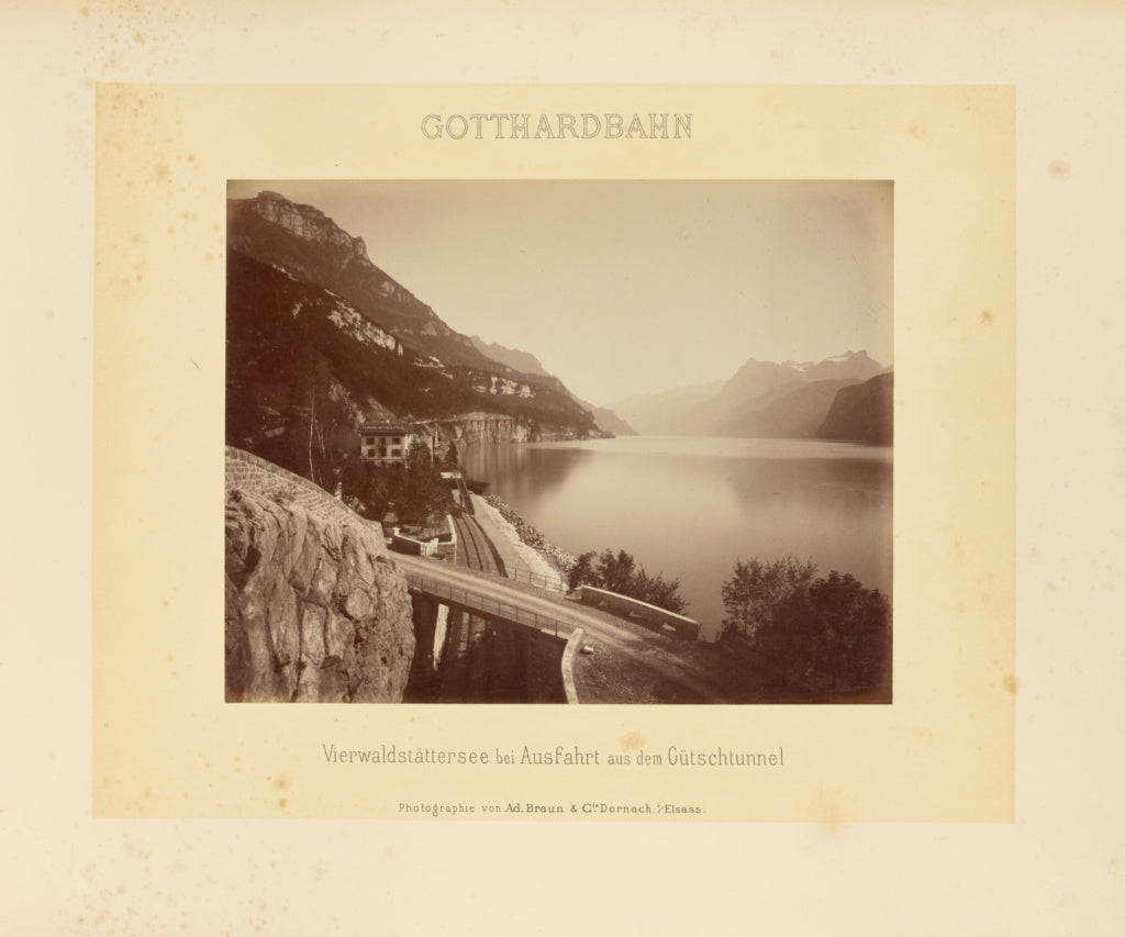 Adolphe Braun & Cie:Gotthardbahn: Vierwaldstättersee bei Au, Poster Print Wall Art