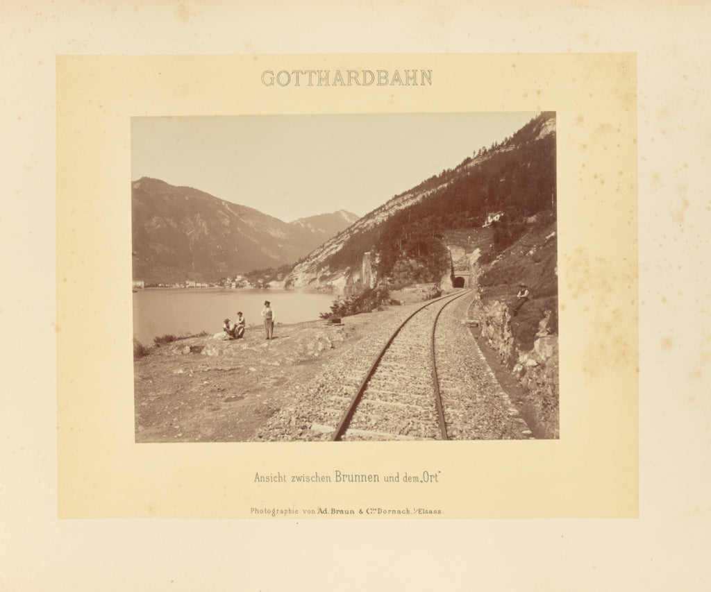 Adolphe Braun & Cie:Gotthardbahn: Ansicht zwischen Brunnen u, Poster Print Wall Art