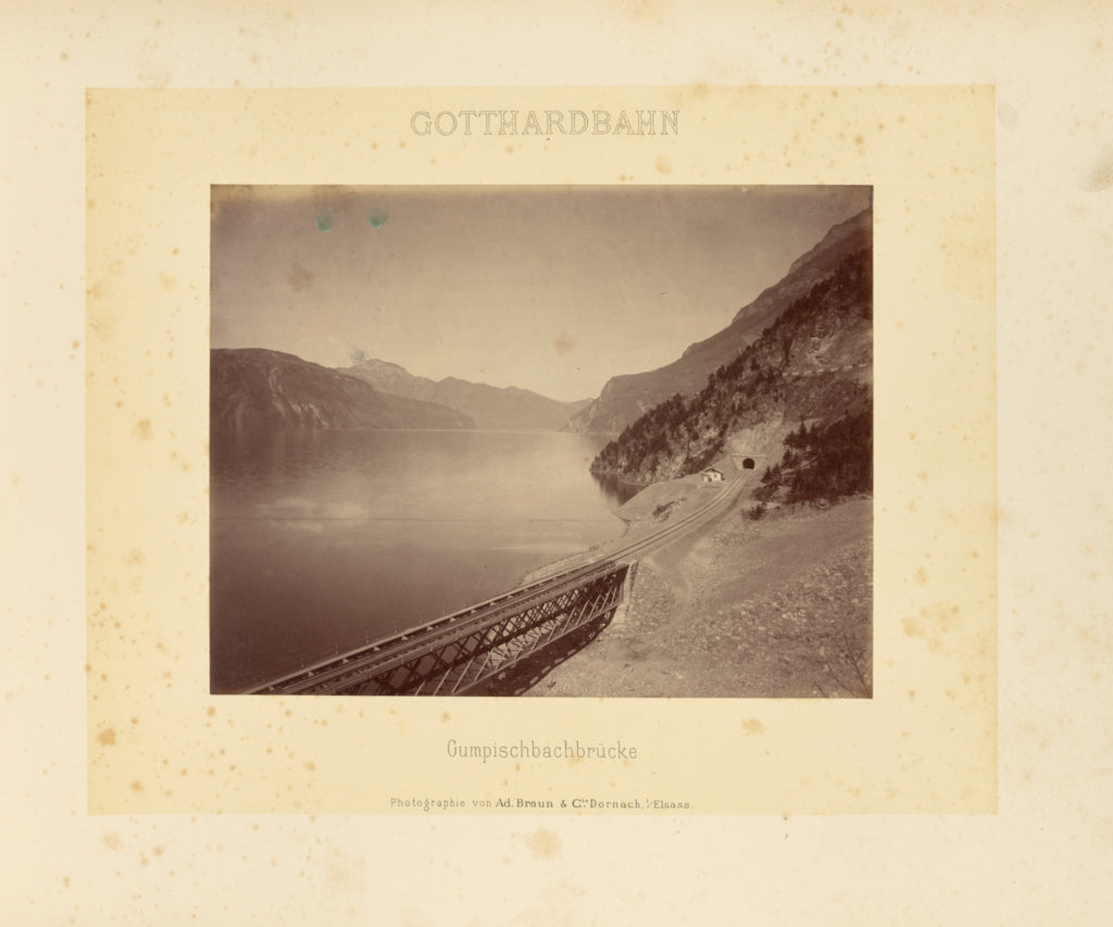 Adolphe Braun & Cie:Gotthardbahn: Gumpischbachbrücke, Poster Print Wall Art