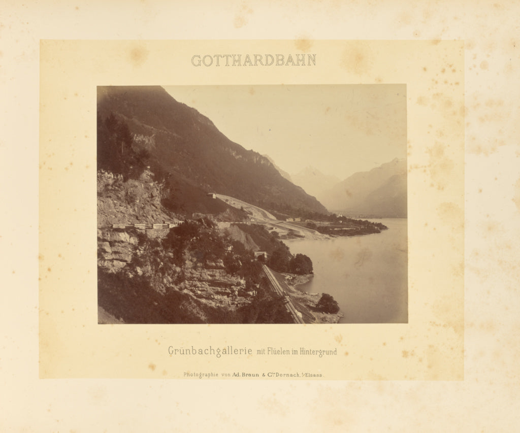 Adolphe Braun & Cie:Gotthardbahn: Grünbachgallerie mit Flü, Poster Print Wall Art