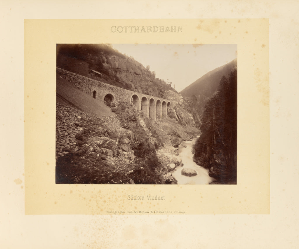 Adolphe Braun & Cie:Gotthardbahn: Säcken Viaduct, Poster Print Wall Art