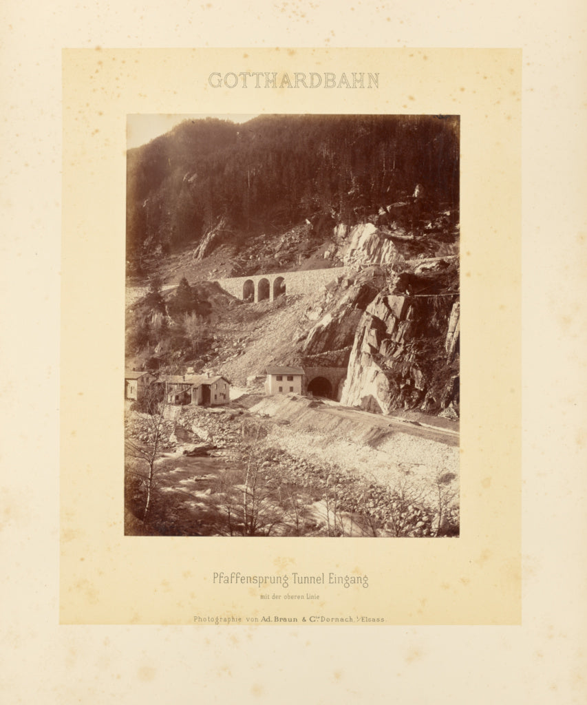 Adolphe Braun & Cie:Gotthardbahn: Pfaffensprung Tunnel Einga, Poster Print Wall Art