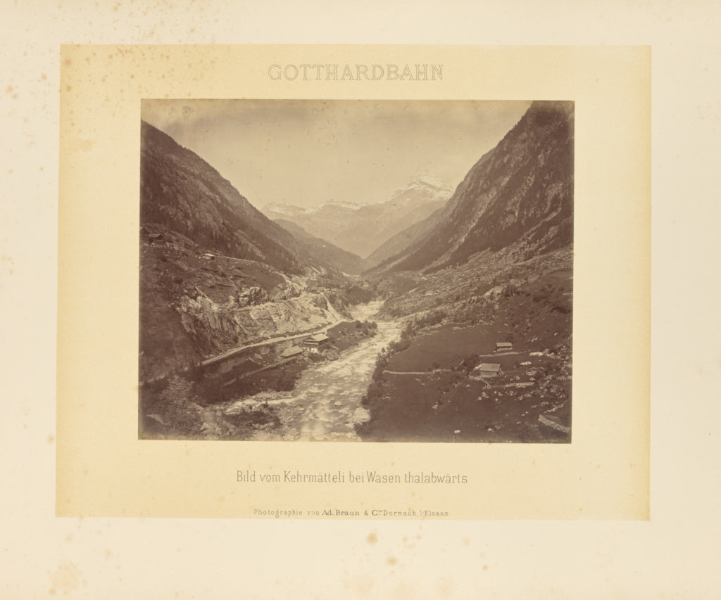 Adolphe Braun & Cie:Gotthardbahn: Bild vom Kehrmätteli bei , Poster Print Wall Art