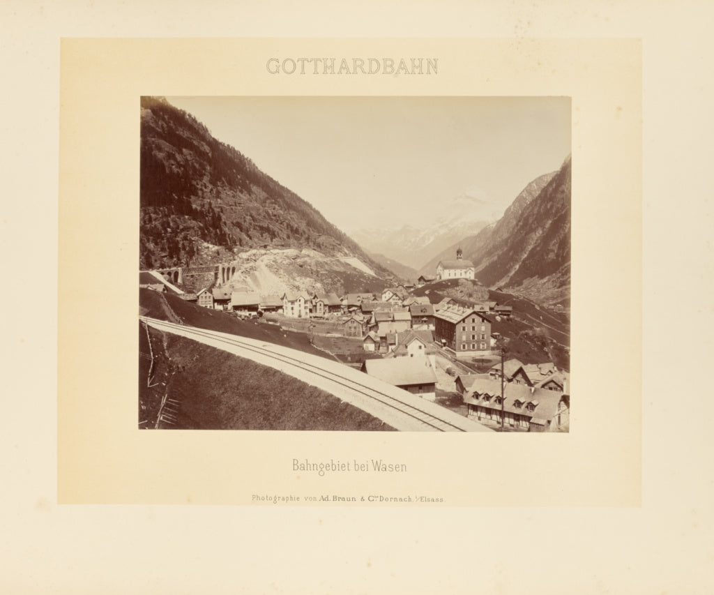 Adolphe Braun & Cie:Gotthardbahn: Bahngebiet bei Wasen, Poster Print Wall Art
