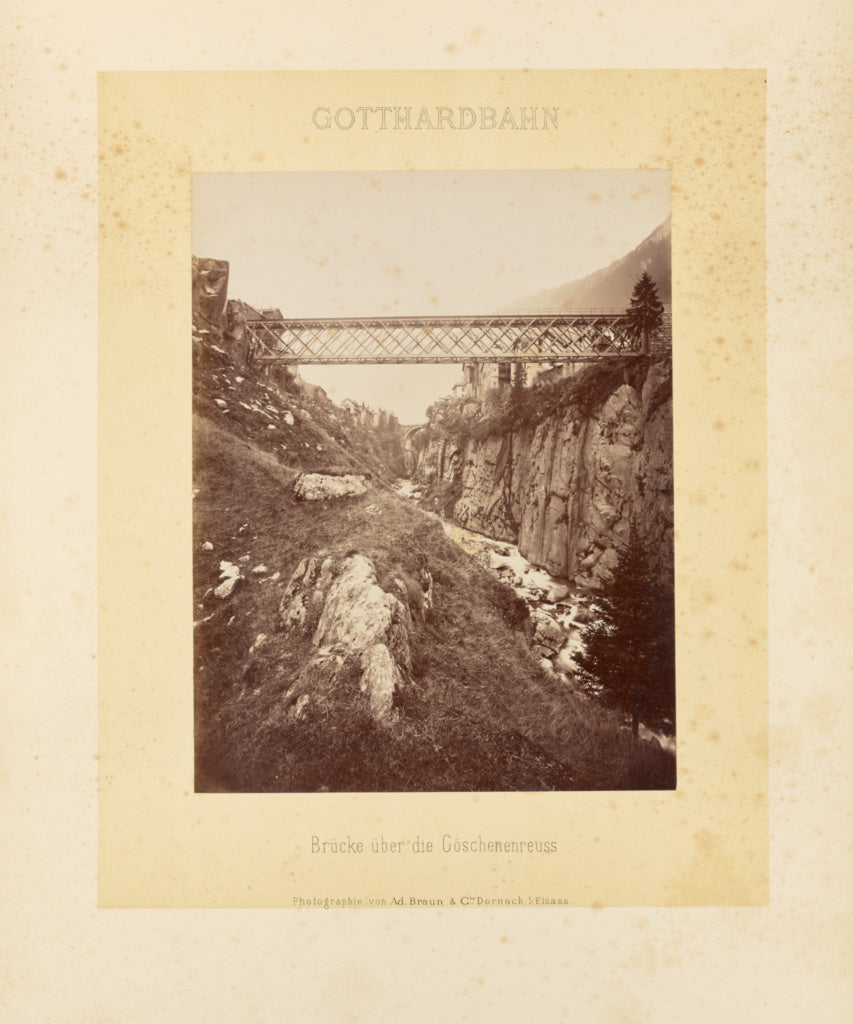 Adolphe Braun & Cie:Gotthardbahn: Brücke über die Göschen, Poster Print Wall Art