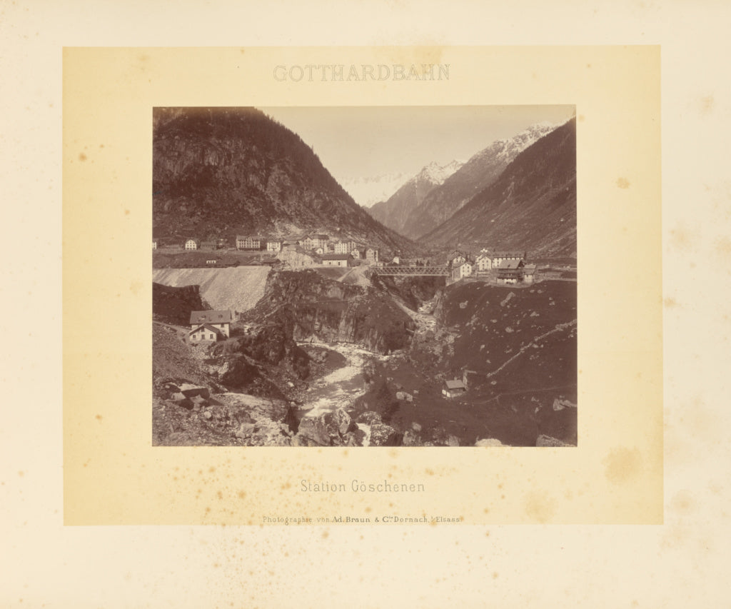 Adolphe Braun & Cie:Gotthardbahn: Station Göschenen, Poster Print Wall Art