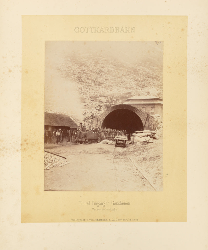 Adolphe Braun & Cie:Gotthardbahn: Tunnel Eingang in Göschen,16x12"(A3)Poster