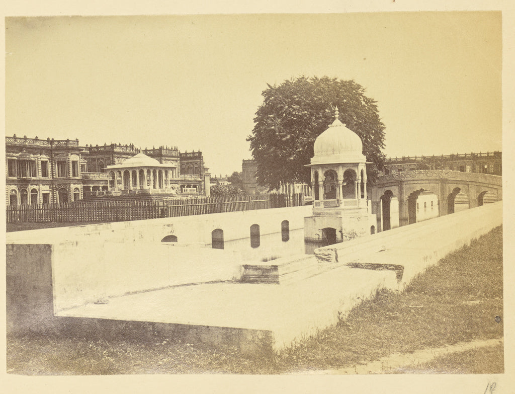 Unknown:[Pool with Pavilion and Bridge in the Kaiserbagh, In, Poster Print Wall Art