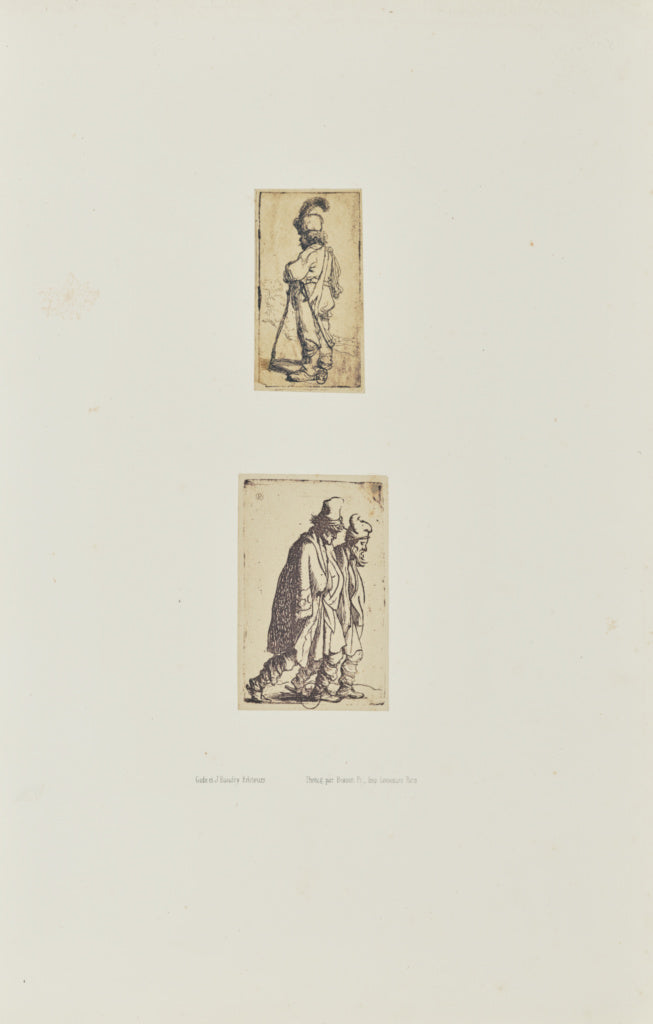 Bisson Frères:[Two etchings by Rembrandt: "Polander Leaning, Poster Print Wall Art