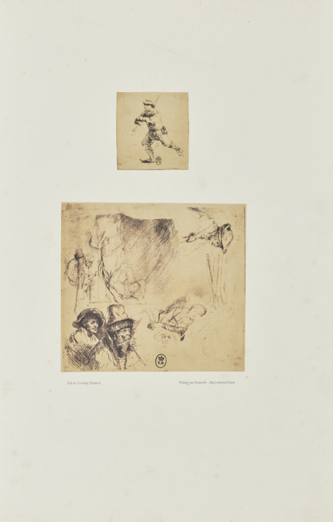 Bisson Frères:[Two etchings by Rembrandt: "The Skater" and , Poster Print Wall Art