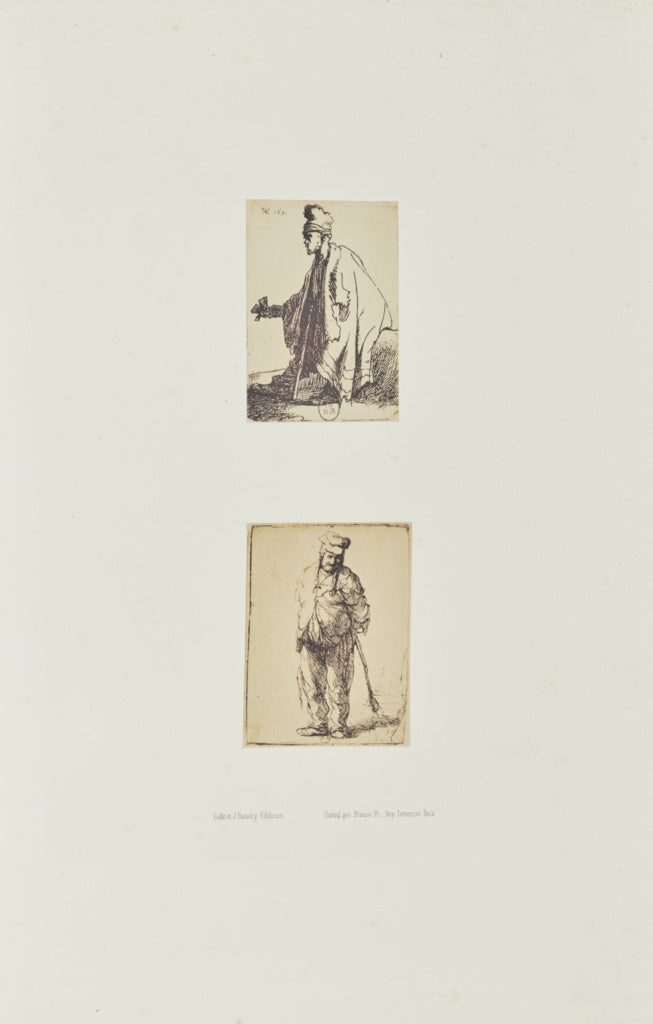 Bisson Frères:[Two etchings by Rembrandt: "The Leper ('Laza, Poster Print Wall Art