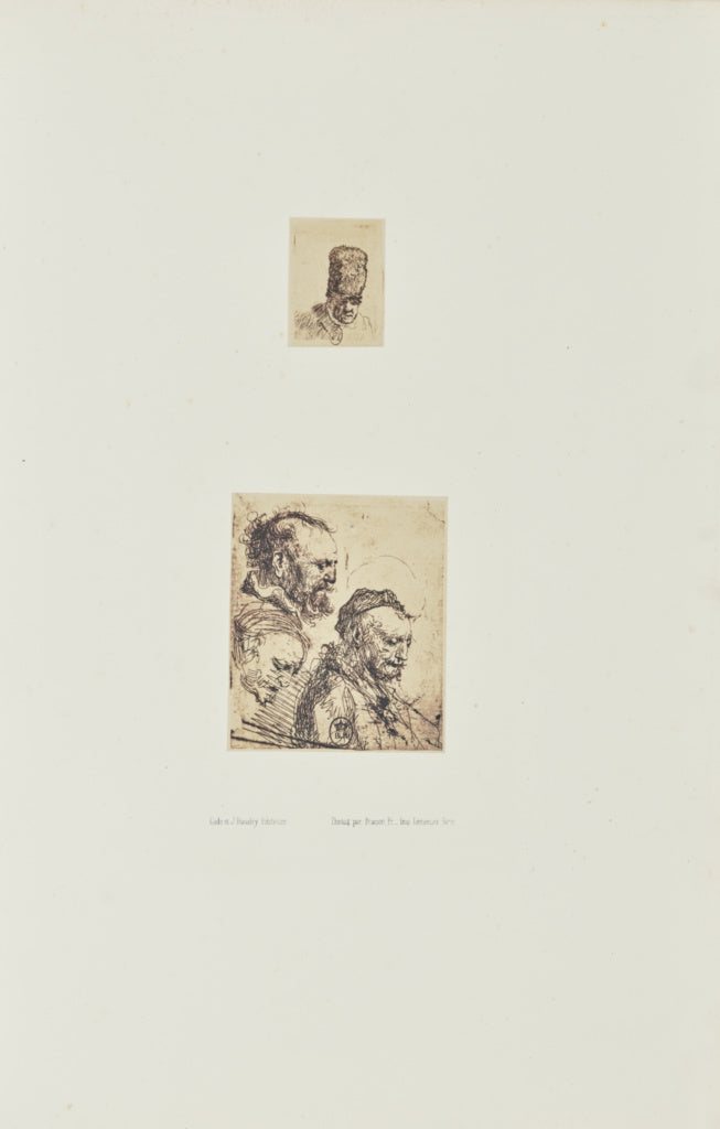 Bisson Frères:[Two etchings by Rembrandt: "Head of an Old M, Poster Print Wall Art