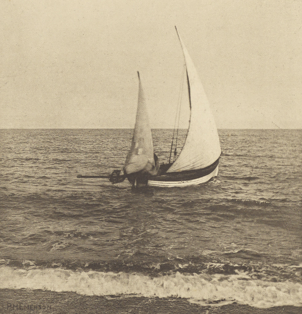 Peter Henry Emerson:A Suffolk Shrimper "Going Off", Poster Print Wall Art