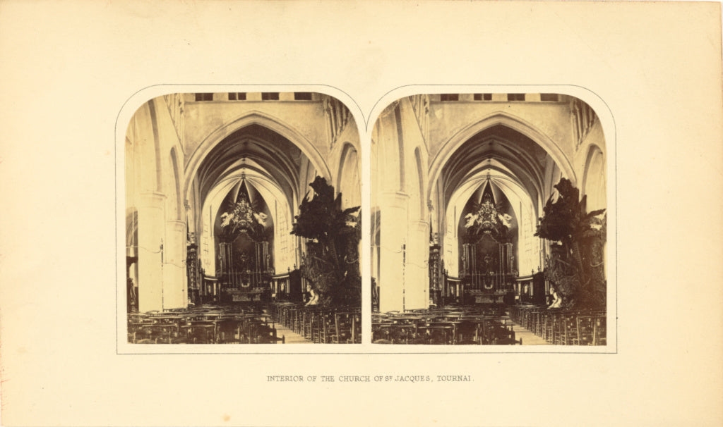 Unknown maker:Interior of the Church of Saint Jacques, Tourn, Poster Print Wall Art