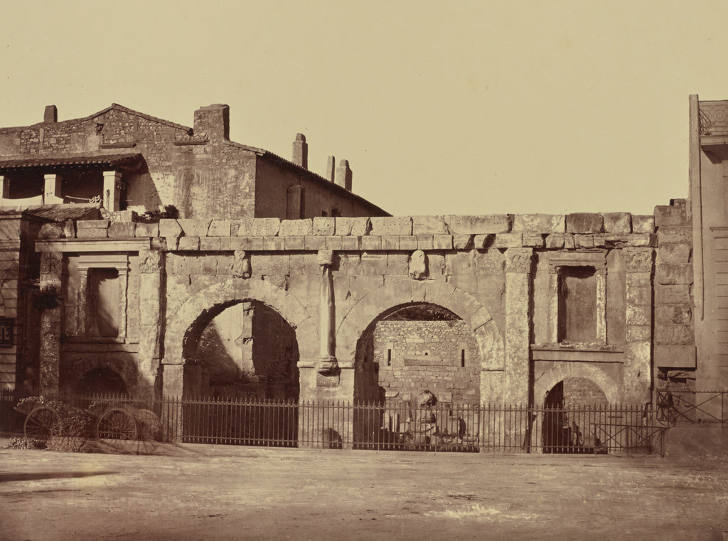 edouard Baldus:Nimes. Porte d'Auguste, Poster Print Wall Art