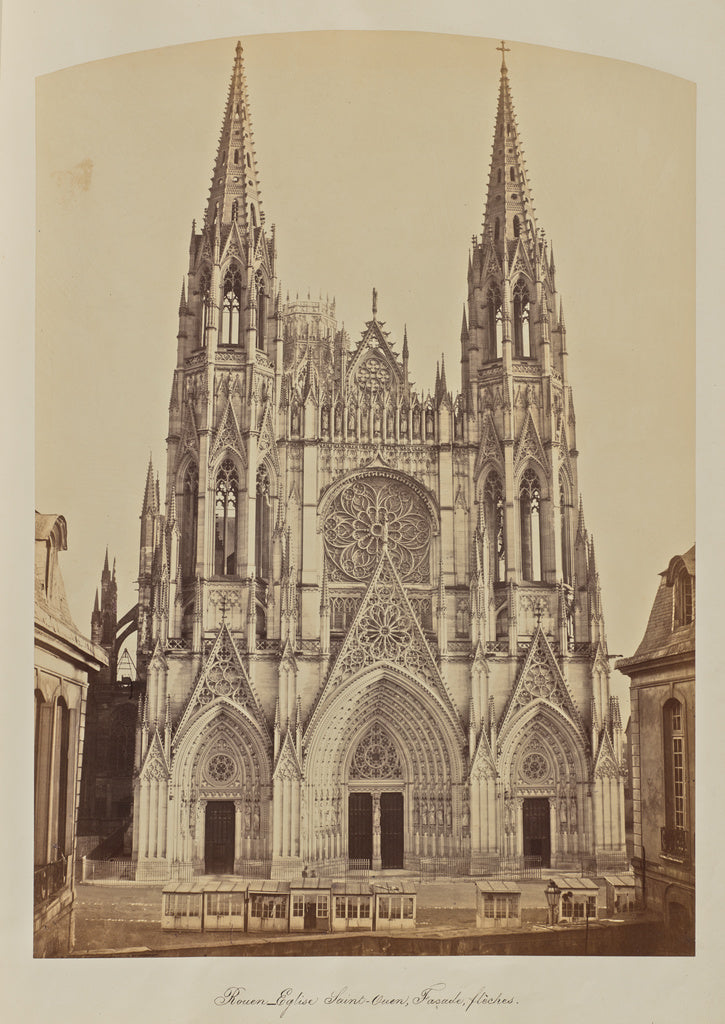 Bisson Frères:Rouen. Eglise Saint-Ouen, Façade, flèches., Poster Print Wall Art