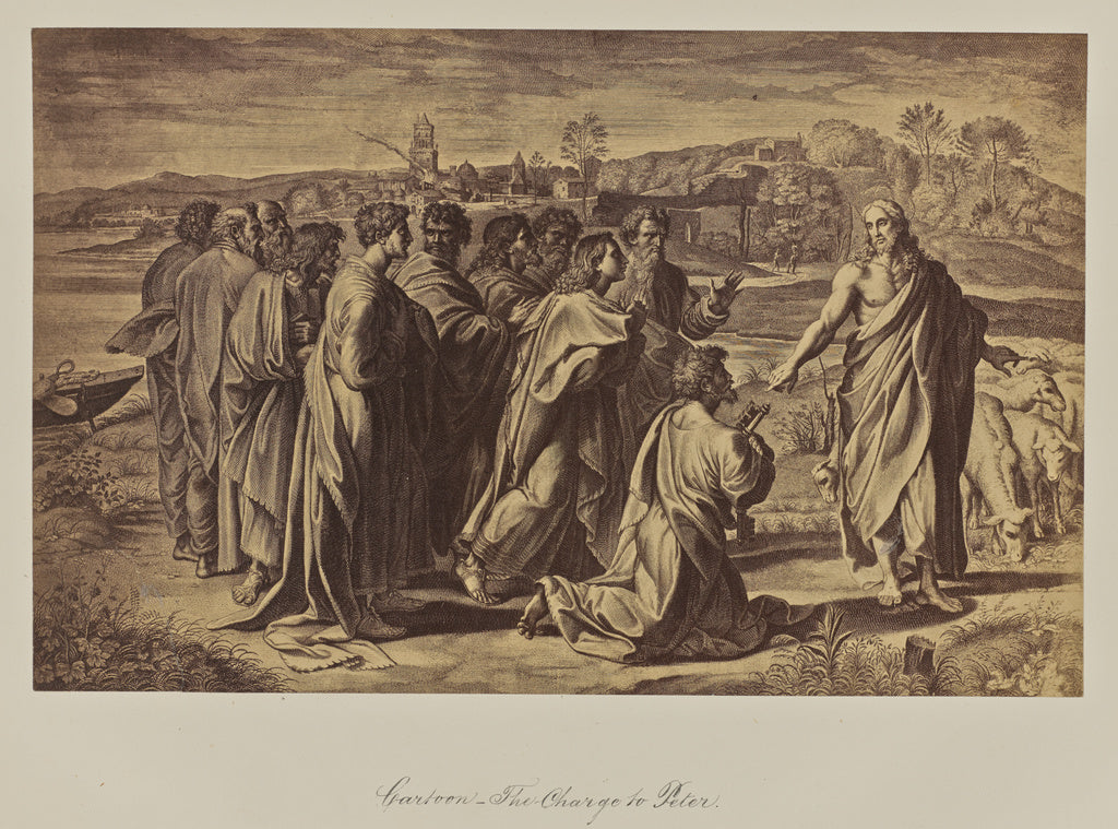 Leonida CaldesiAttributed to:Cartoon - The Charge to Peter, Poster Print Wall Art