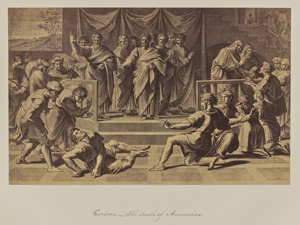 Leonida CaldesiAttributed to:Cartoon - The death of Annanias, Poster Print Wall Art