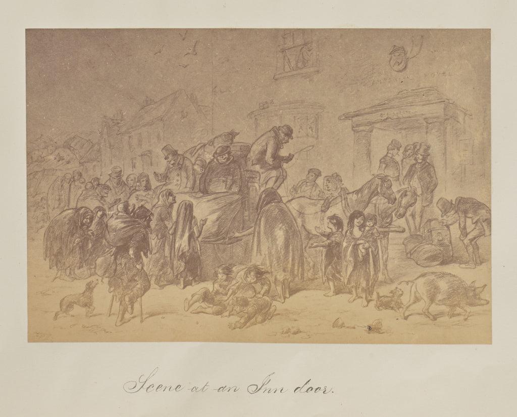 Unknown:Sketches in Ireland - by Phiz. Scene at an Inn door., Poster Print Wall Art