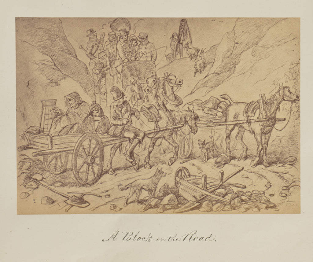 Unknown:A Block on the Road., Poster Print Wall Art