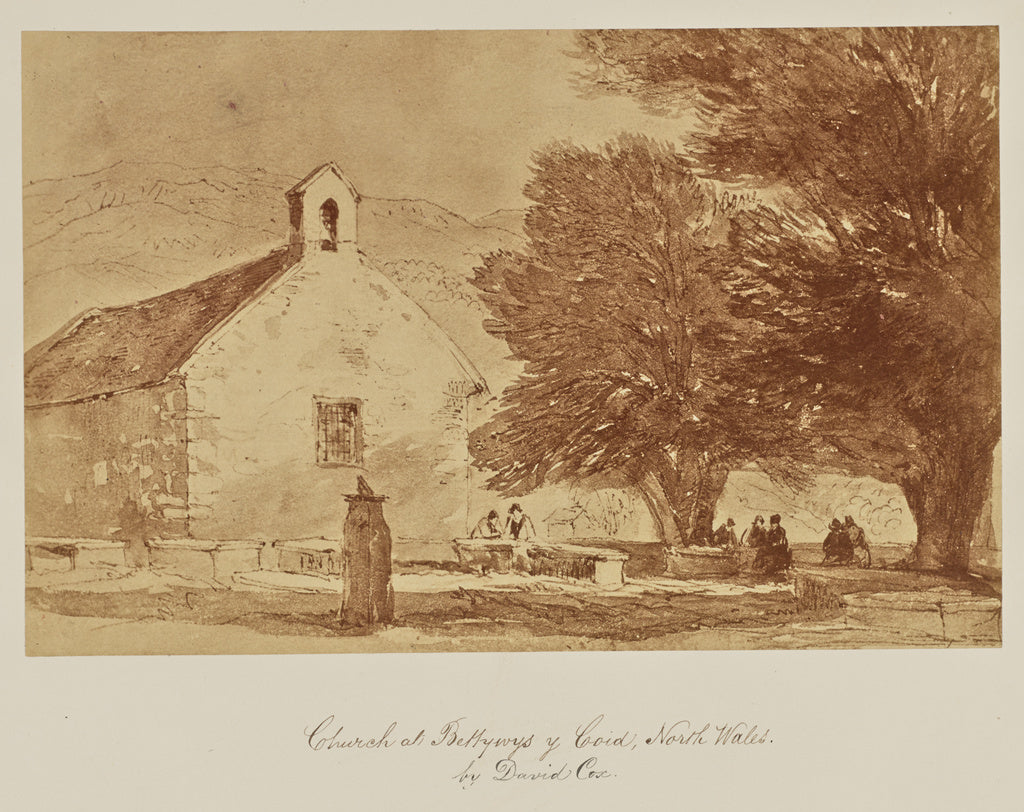 Unknown:Church at Bettywys y Coid, North Wales. by David Cox, Poster Print Wall Art