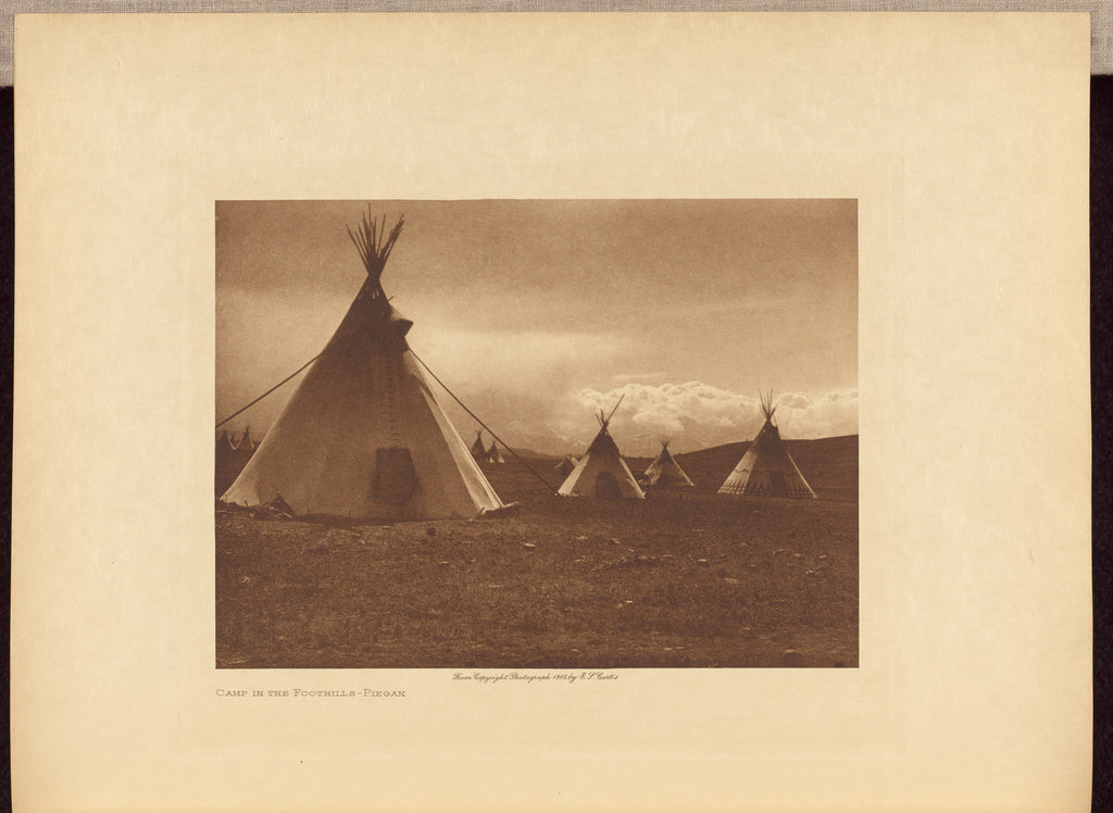 Edward S. Curtis:Camp in the Foot-hills - Piegan, Poster Print Wall Art