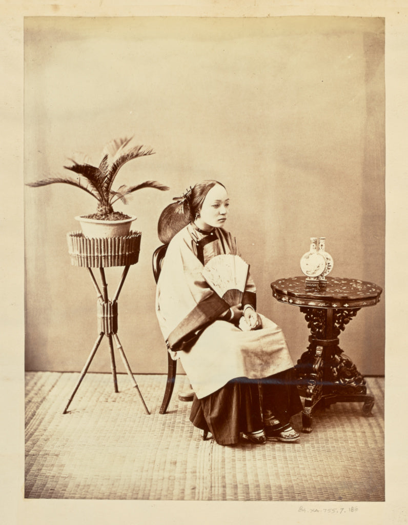 William Saunders:[Portrait studio of a seated young Chinese , Poster Print Wall Art