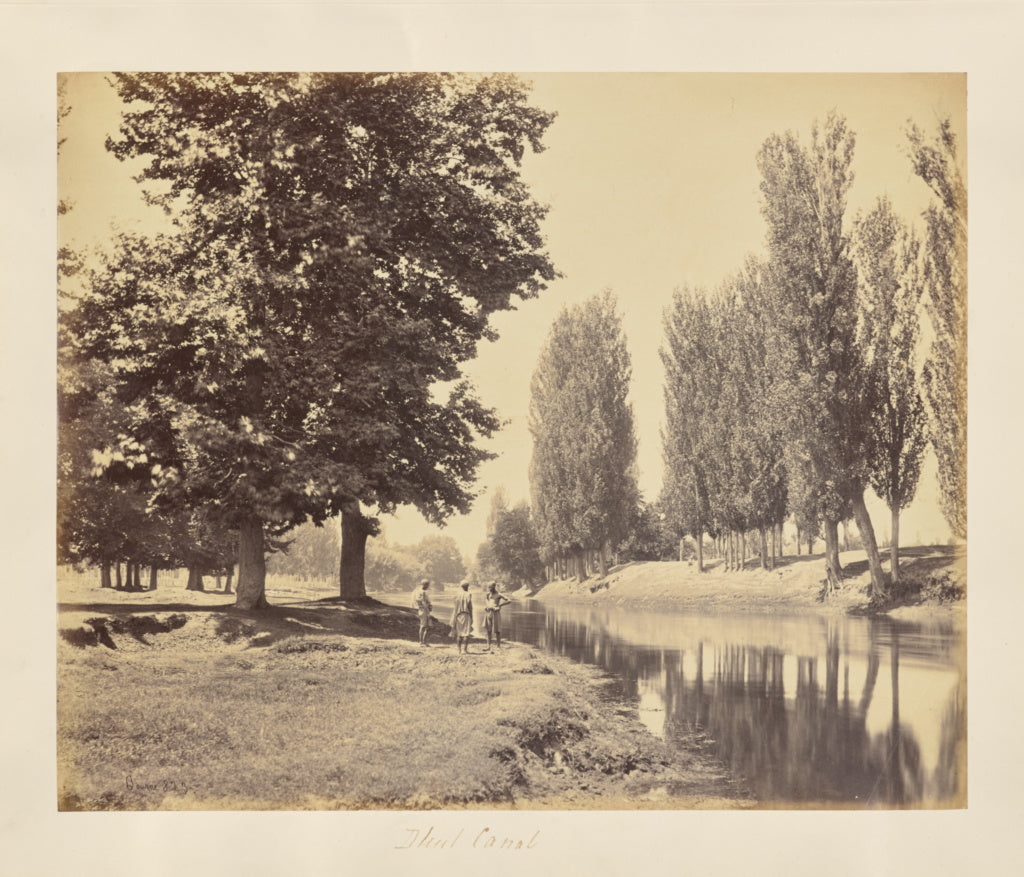 Samuel Bourne:Srinuggur; View down the Dhul Canal, Poster Print Wall Art