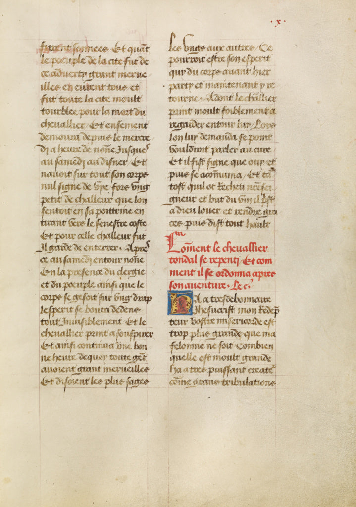 Unknown:Leaf from Les Visions du chevalier Tondal (fol. 10), Poster Print Wall Art