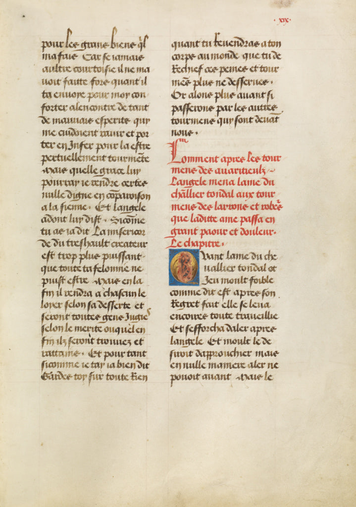 Unknown:Leaf from Les Visions du chevalier Tondal (fol. 19), Poster Print Wall Art