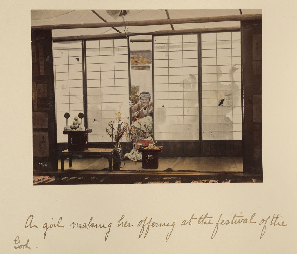 Shinichi Suzuki:A girl making her offering at the festival o, Poster Print Wall Art