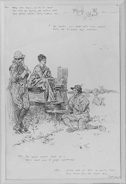 Illustration to a Pastoral Poem by Herrick 1870–1911-Edwin Aus, Poster Print Wall Art