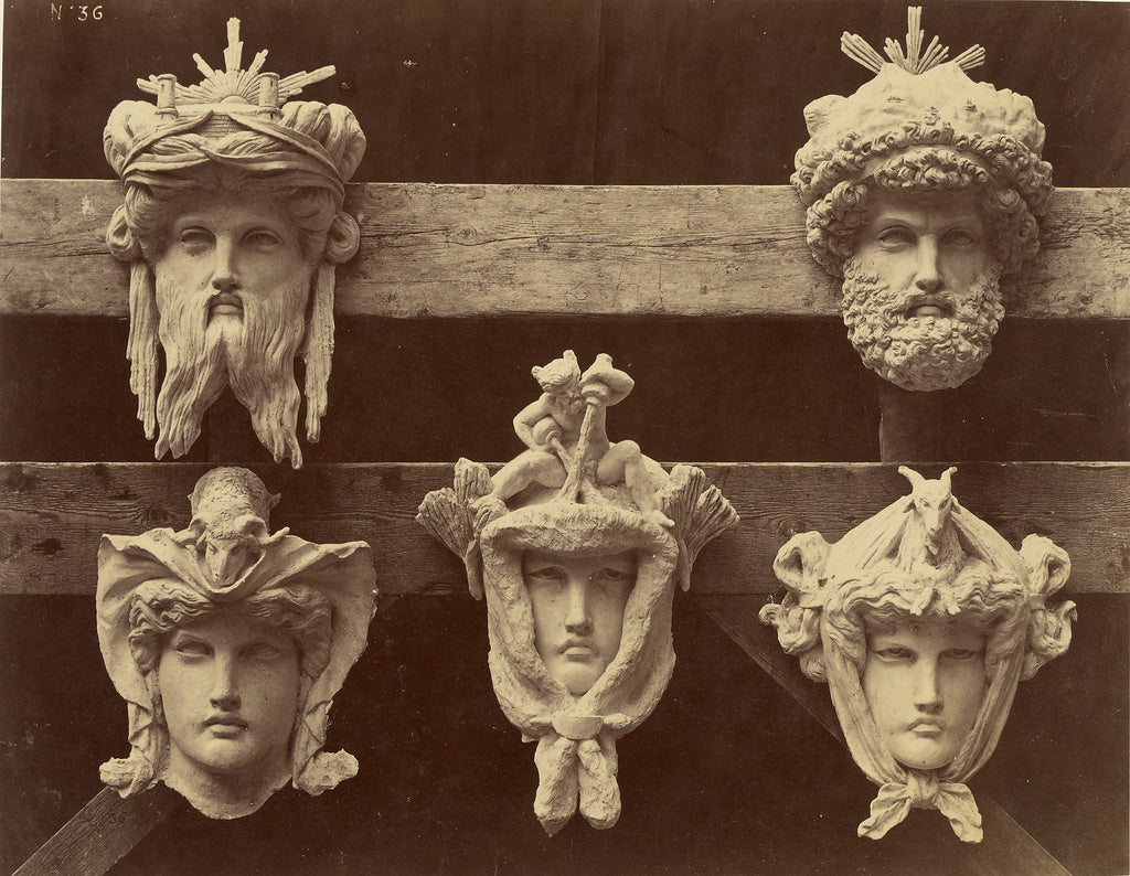 Louis-emile Durandelle:Masques du vestibule circulaire., Poster Print Wall Art
