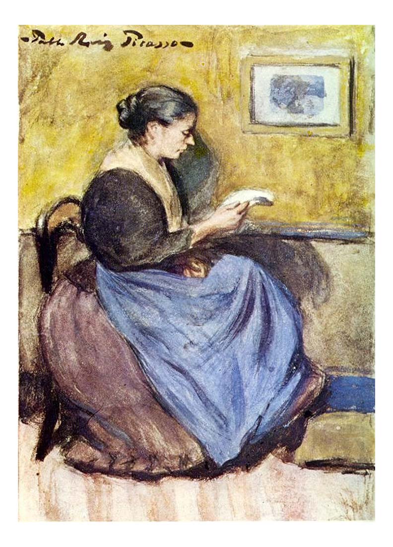 1899 Femme assise by Pablo Picasso, vintage artwork, 16x12"(A3) Poster