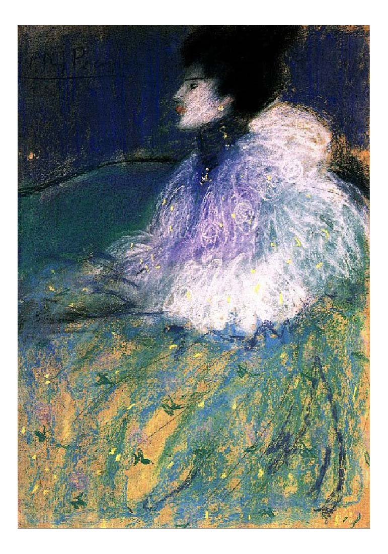 1901 Femme en vert by Pablo Picasso, vintage artwork, 16x12"(A3) Poster