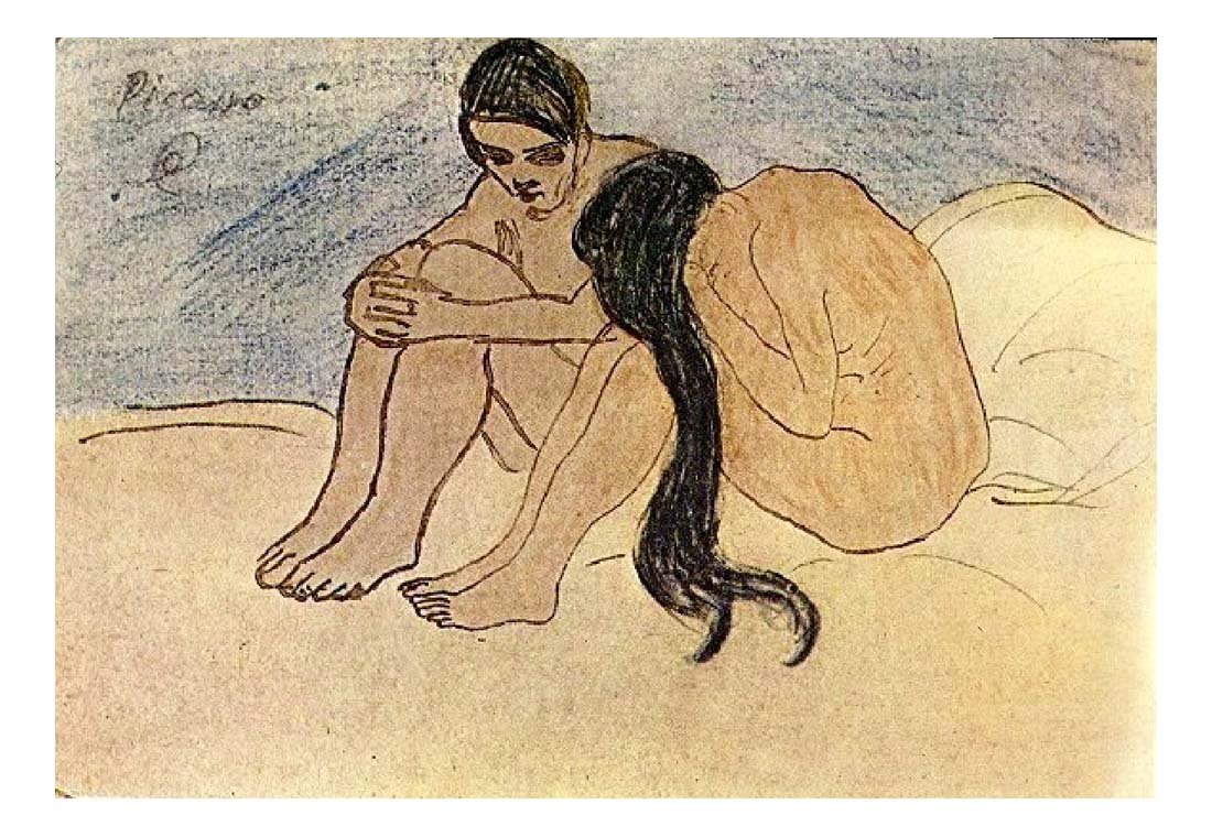 1902 Homme et femme by Pablo Picasso, vintage artwork, 16x12"(A3) Poster