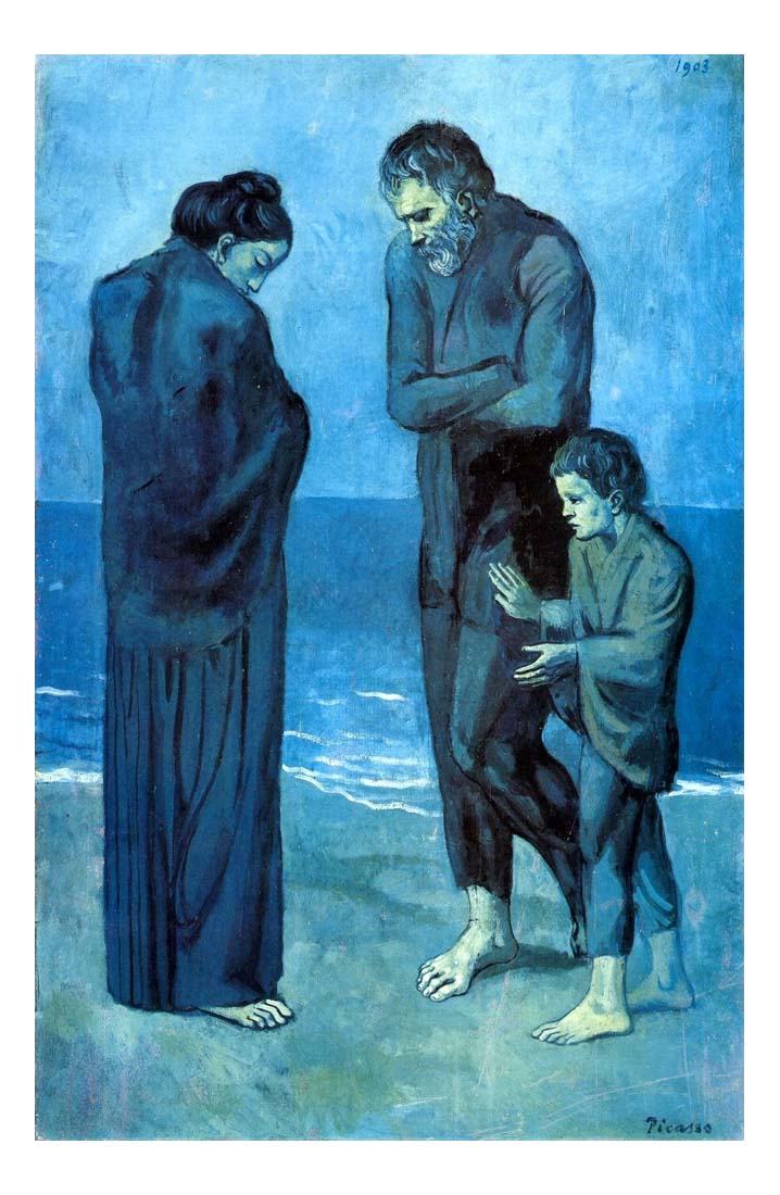 1903 Des pauvres au bord de la mer by Pablo Picasso, vintage artwork, 16x12"(A3) Poster