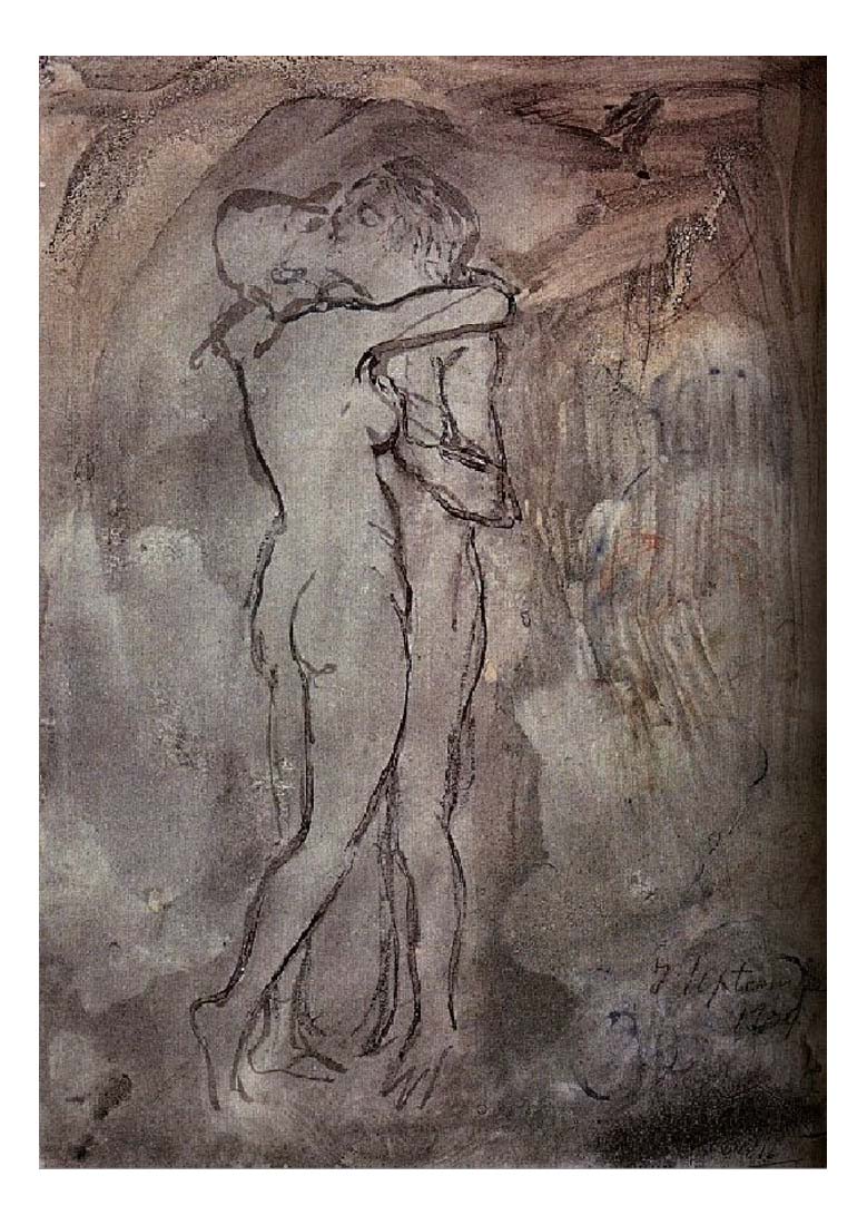 1904 Le baiser by Pablo Picasso, vintage artwork, 16x12"(A3) Poster