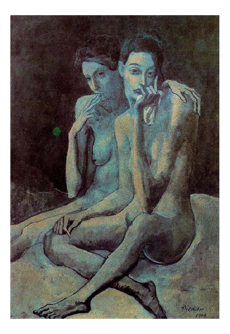 1904 Les deux amies by Pablo Picasso, vintage artwork, 16x12"(A3) Poster