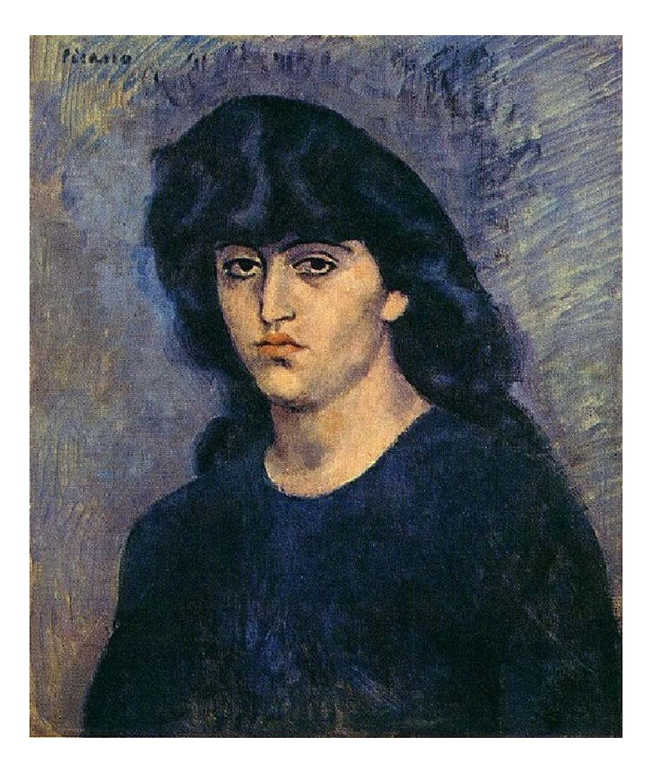 1904 Portrait de Suzanne Bloch by Pablo Picasso, vintage artwork, 16x12"(A3) Poster