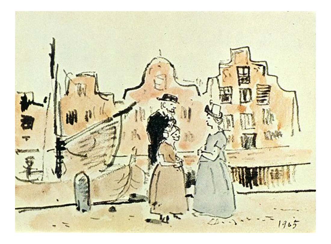 1905 Au bord du canal by Pablo Picasso, vintage artwork, 16x12"(A3) Poster