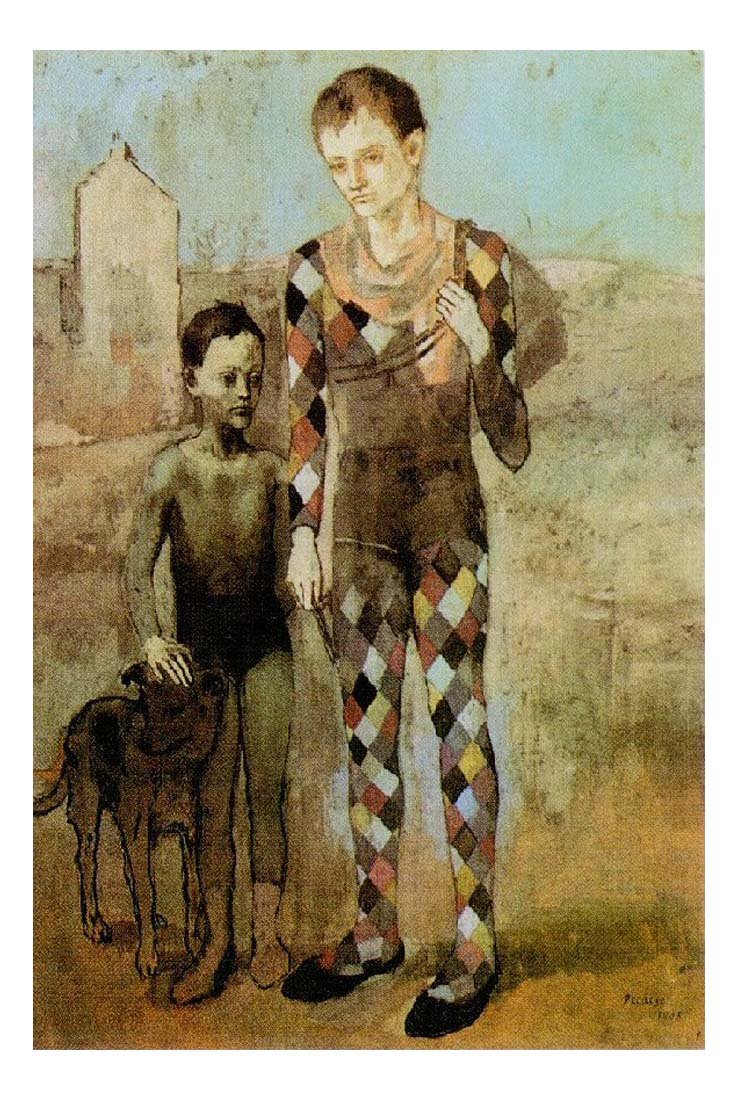 1905 Deux saltimbanques avec un chien by Pablo Picasso, vintage artwork, 16x12"(A3) Poster